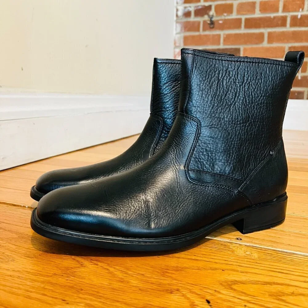 Rockport Men’s Black Leather Zip Up Anlke Boots Size 11 W NEW